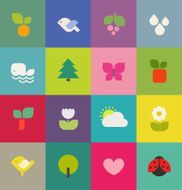 Colorful nature Icons set