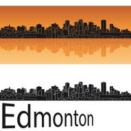 Edmonton skyline in orange background