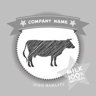 Farm shop cow Silhouette milk Diagram Design Elements Vintage Style