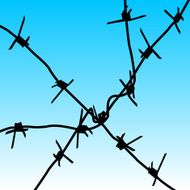 Silhouette barbed wires against the sky