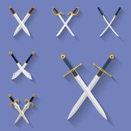 Icon set of ancient swords Flat style