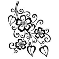 Beautiful Decorative Branch with Flowers (Vector)