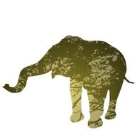 elephant isolated Silhouette natural green background Vector