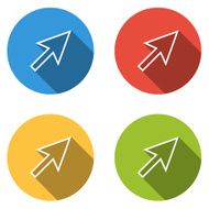 Collection of 4 isolated flat buttons for outlined cursor (arrow
