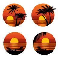 Sunset view in beach with palm tree N2