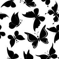 Seamless background butterflies silhouettes N2
