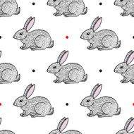 Hand drawn sketch style hares seamless pattern