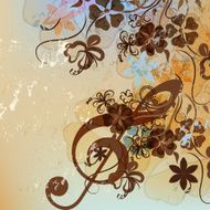 Floral music background with treble clef and flowers