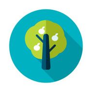 Fruit tree flat icon with long shadow N2