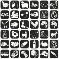 Icons farm animals and products