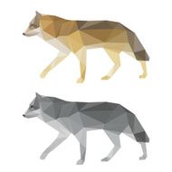 Abstract polygonal geometric triangle wolf set isolated on white background