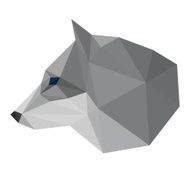 Abstract polygonal geometric triangle wolf head isolated on white background