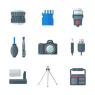 color flat style isolated digital photography tools icons