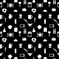 Kitchen tools icons Silhouette seamless pattern Vector illustration N2