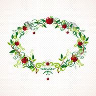 Red apple wreath cute illustration