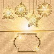 Elegant Christmas background with gold evening balls N2