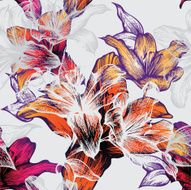 Seamless pattern with blooming lilies hand-drawing Vector illustration N2