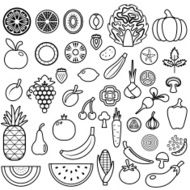 Set of fruits and vegetables Food icon