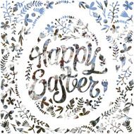 Double exposure Easter egg with flowers