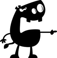 Cartoon Hippo Silhouette Angry
