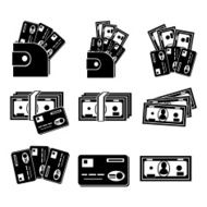 Business icons credit cards and banknotes N3