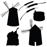vector silhouette of the mills and spikelets N2