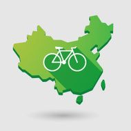 China map icon with a bicycle