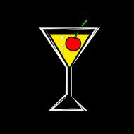 glass with a cocktail and cherry
