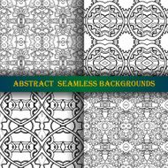 Vector Set of 4 Seamless Monochrome Abstract Pattern N19