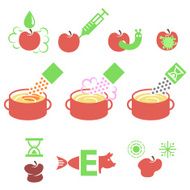 Causes of contamination and spoilage food as flat icons