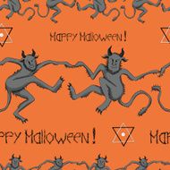 Seamless set with Halloween characters and symbols