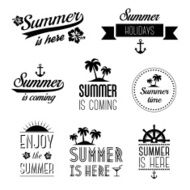 Set of summer holidays typography labels signs and design elements