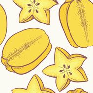 Yellow carambola seamless pattern N2