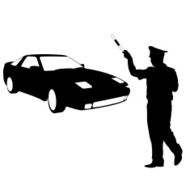 Silhouette police stopped a car with rod