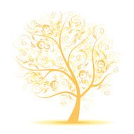 Art tree beautiful golden silhouette