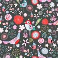 Seamless floral pattern with birds N26