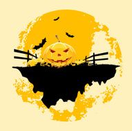 Grungy Halloween background with pumpkins and bats
