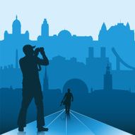 Photographer in big city
