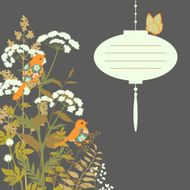 Floral card with paper lantern