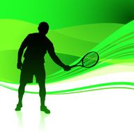 Tennis Player on Abstract Frame Background