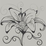 silhouette of gray lily