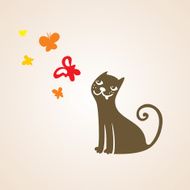 playful cartoon Ñat with butterfly