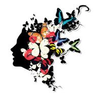 Profile of a girl with butterflies N2