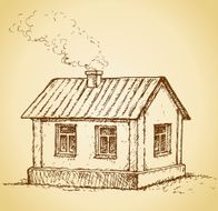 Cozy little house Vector sketch N2