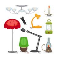 Lamps and lights Vector chandelier flashlight candle