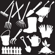 Vector silhouette of garden supplies N3
