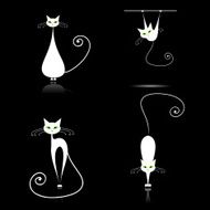 White cats silhouettes for your design N4