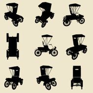 vector old car silhouette set
