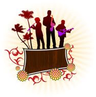 live music group on abstract tropical background