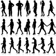 Black silhouettes of beautiful mans and womans N34